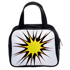 Spot Star Yellow Black White Classic Handbags (2 Sides) by Mariart