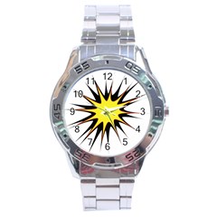 Spot Star Yellow Black White Stainless Steel Analogue Watch by Mariart