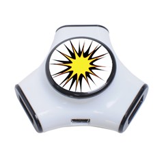 Spot Star Yellow Black White 3-port Usb Hub by Mariart