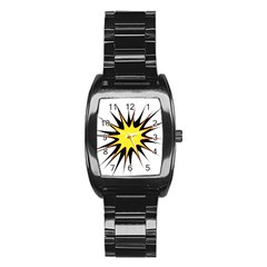 Spot Star Yellow Black White Stainless Steel Barrel Watch by Mariart