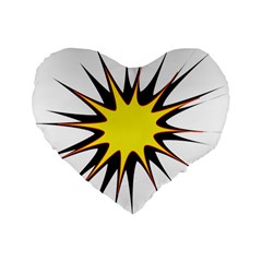 Spot Star Yellow Black White Standard 16  Premium Flano Heart Shape Cushions by Mariart