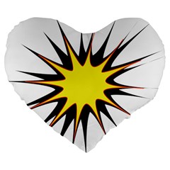 Spot Star Yellow Black White Large 19  Premium Flano Heart Shape Cushions by Mariart