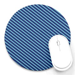 Striped  Line Blue Round Mousepads by Mariart