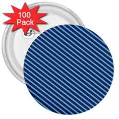 Striped  Line Blue 3  Buttons (100 Pack)  by Mariart