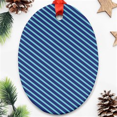 Striped  Line Blue Oval Ornament (two Sides) by Mariart