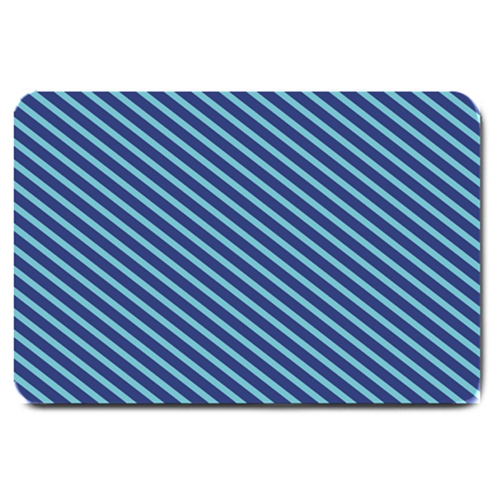 Striped  Line Blue Large Doormat 