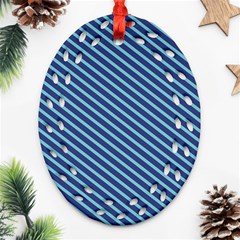 Striped  Line Blue Ornament (oval Filigree) by Mariart