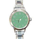 Striped Green Round Italian Charm Watch Front