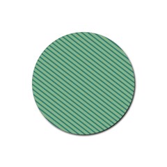 Striped Green Rubber Round Coaster (4 Pack)  by Mariart