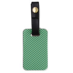 Striped Green Luggage Tags (one Side)  by Mariart