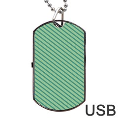 Striped Green Dog Tag Usb Flash (two Sides) by Mariart