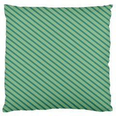 Striped Green Large Cushion Case (one Side) by Mariart