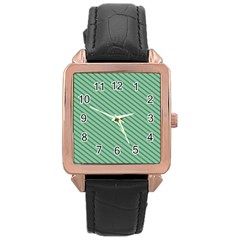 Striped Green Rose Gold Leather Watch  by Mariart