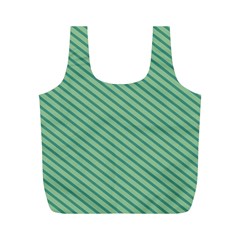 Striped Green Full Print Recycle Bags (m)  by Mariart