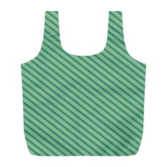 Striped Green Full Print Recycle Bags (l)  by Mariart