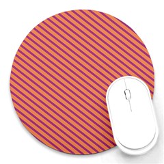 Striped Purple Orange Round Mousepads by Mariart