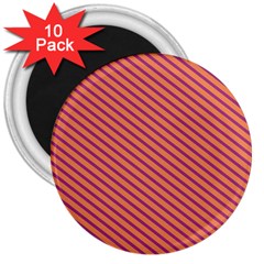 Striped Purple Orange 3  Magnets (10 Pack)  by Mariart