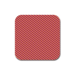 Striped Purple Orange Rubber Square Coaster (4 Pack)  by Mariart