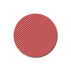 Striped Purple Orange Rubber Coaster (round) 