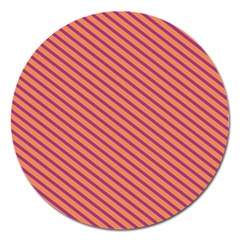 Striped Purple Orange Magnet 5  (round) by Mariart