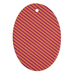 Striped Purple Orange Oval Ornament (two Sides) by Mariart