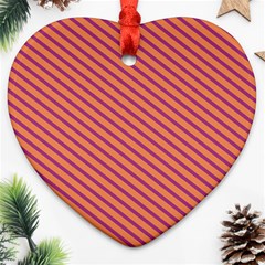 Striped Purple Orange Heart Ornament (two Sides) by Mariart