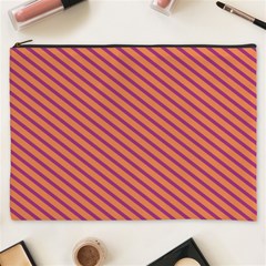 Striped Purple Orange Cosmetic Bag (xxxl)  by Mariart