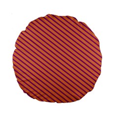 Striped Purple Orange Standard 15  Premium Round Cushions by Mariart