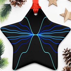 Sine Squared Line Blue Black Light Ornament (star) by Mariart