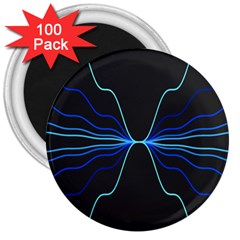 Sine Squared Line Blue Black Light 3  Magnets (100 Pack)