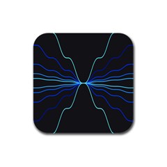 Sine Squared Line Blue Black Light Rubber Square Coaster (4 Pack)  by Mariart