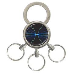 Sine Squared Line Blue Black Light 3-ring Key Chains