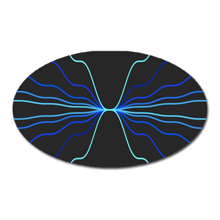 Sine Squared Line Blue Black Light Oval Magnet