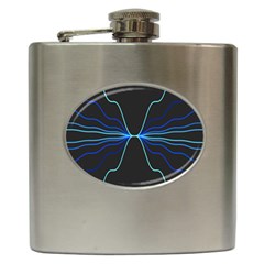 Sine Squared Line Blue Black Light Hip Flask (6 Oz) by Mariart