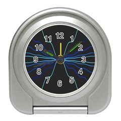 Sine Squared Line Blue Black Light Travel Alarm Clocks by Mariart