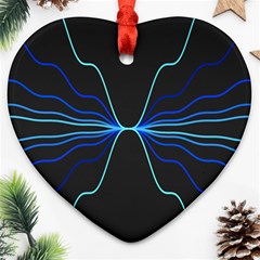 Sine Squared Line Blue Black Light Heart Ornament (two Sides) by Mariart