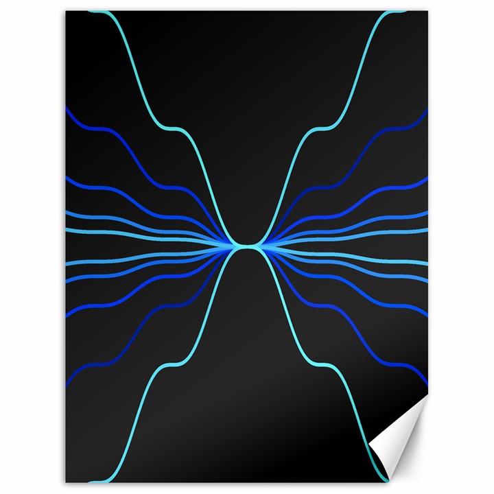 Sine Squared Line Blue Black Light Canvas 18  x 24  