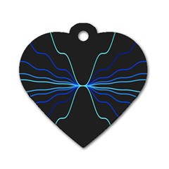 Sine Squared Line Blue Black Light Dog Tag Heart (one Side) by Mariart