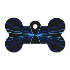 Sine Squared Line Blue Black Light Dog Tag Bone (one Side) by Mariart