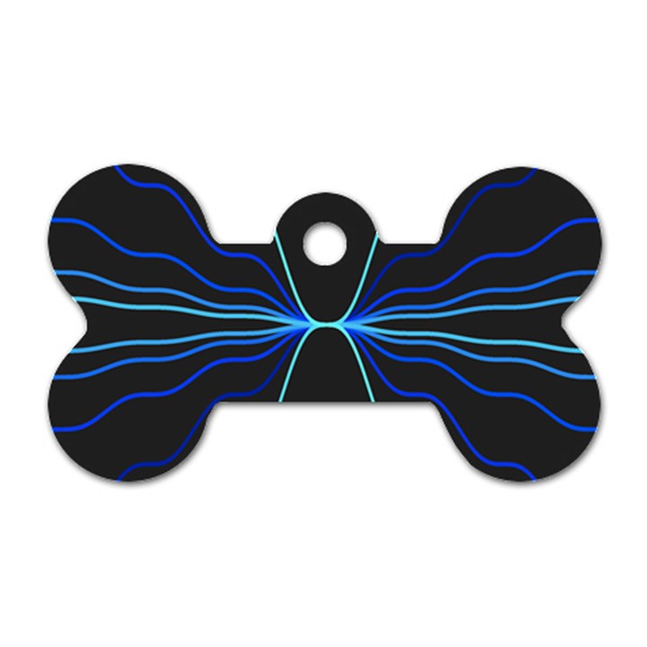 Sine Squared Line Blue Black Light Dog Tag Bone (One Side)