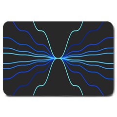 Sine Squared Line Blue Black Light Large Doormat  by Mariart