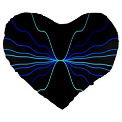 Sine Squared Line Blue Black Light Large 19  Premium Heart Shape Cushions by Mariart