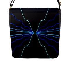 Sine Squared Line Blue Black Light Flap Messenger Bag (l)  by Mariart