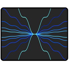 Sine Squared Line Blue Black Light Double Sided Fleece Blanket (medium)  by Mariart