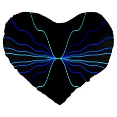 Sine Squared Line Blue Black Light Large 19  Premium Flano Heart Shape Cushions by Mariart