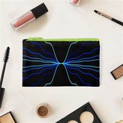 Sine Squared Line Blue Black Light Cosmetic Bag (xs) by Mariart