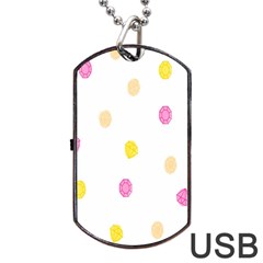 Stone Diamond Yellow Pink Brown Dog Tag Usb Flash (one Side)