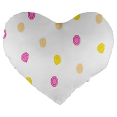 Stone Diamond Yellow Pink Brown Large 19  Premium Flano Heart Shape Cushions by Mariart