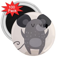 Tooth Bigstock Cute Cartoon Mouse Grey Animals Pest 3  Magnets (100 Pack) by Mariart