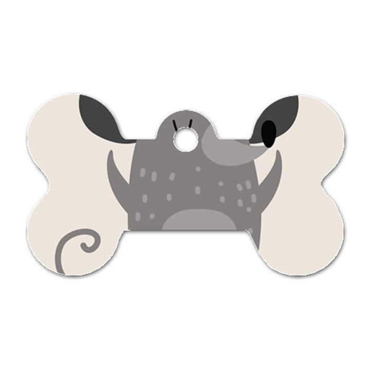 Tooth Bigstock Cute Cartoon Mouse Grey Animals Pest Dog Tag Bone (One Side)